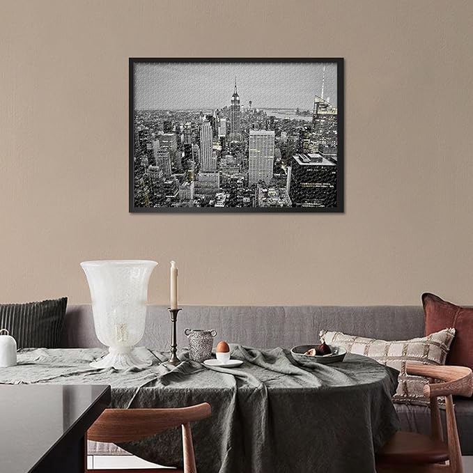 Cityscape Puzzles for Adults 1000 Pieces - New York Manhattan City Skyline at Night Hard Challenging Family Puzzle, 27.5x19.7 Inch Jigsaw Puzzles, Puzzle Game for Women Home Decoration Gift