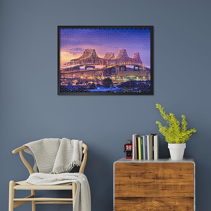 Jigsaw Puzzles New Orleans Skyline at Sunset - 1000 Piece Puzzle for Adults, Louisiana Cityscape Difficult Challenging Puzzles for Adults (27.5"x19.7"), Family Game Night Gift & Home Decor