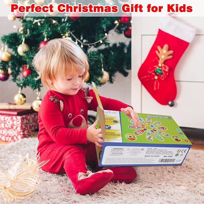 Kids Bowling Set 2-5 Toddler Indoor Bowling Game Toy Gifts for 1 2 3 4 Year Old Boys Girls Soft 10 Colorful Foam Bowling Pins 2 Bowling Ball Developmental Sensory Toddler Age 2-4 3-5 Birthday Present