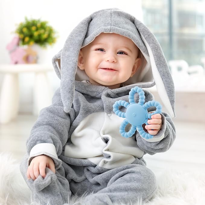 VViN Sensory Vibrating Chew Toy – Baby Teether for Autism Sensory Needs, USB Charging Teething Toy for 3-18 Months, Teething Relief & Easy to Grasp Design (Blue)