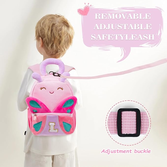 YOOLIFE Backpack for Girls Kids Toddler, Bookbag for Teen Girl Kids Birthday Gifts, School Backpack for Girls Initial Pink B