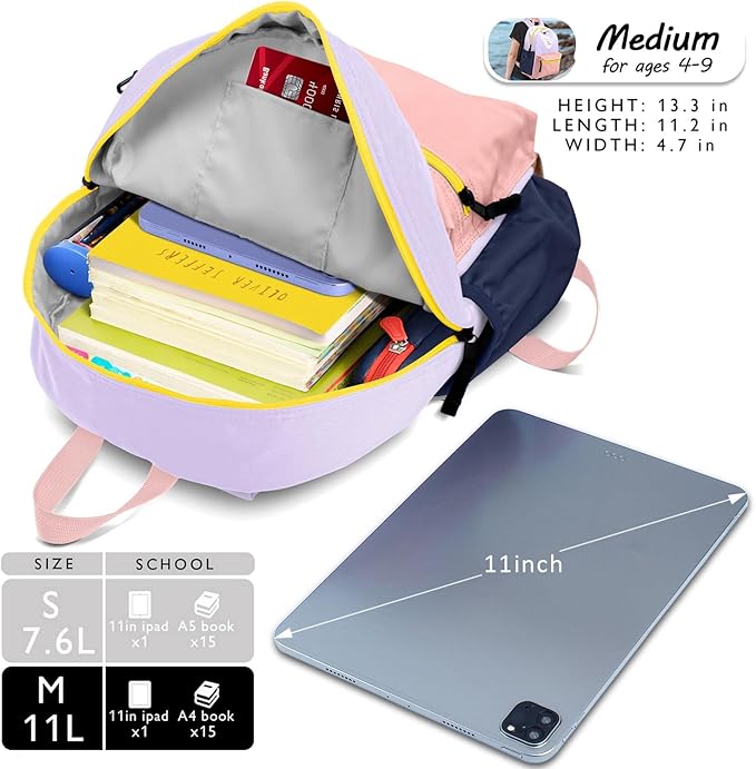 Kids Backpacks For Girls & Boys, Kindergarten & Elementary School Bookbag, For School & Travel, Small Child Toddler Backpack, 13" H, For Kids 3-5 Medium