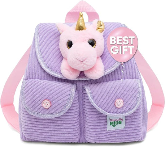 Purple Unicorn Mini Backpack for Kids, Mini Backpack for Toddler Girls, Gift for 2 3 4 5 Year Old Girl Boy