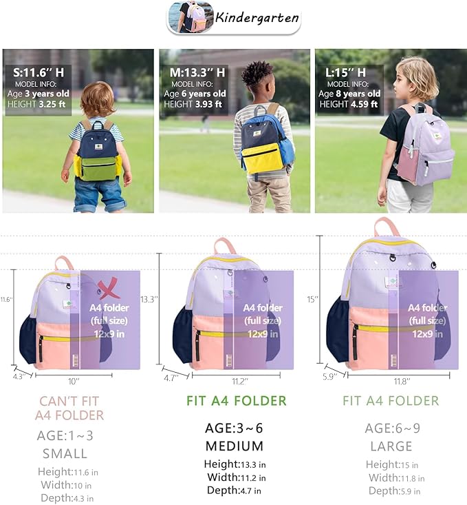 Kids Backpacks For Girls & Boys, Kindergarten & Elementary School Bookbag, For School & Travel, Small Child Toddler Backpack, 13" H, For Kids 3-5 Medium