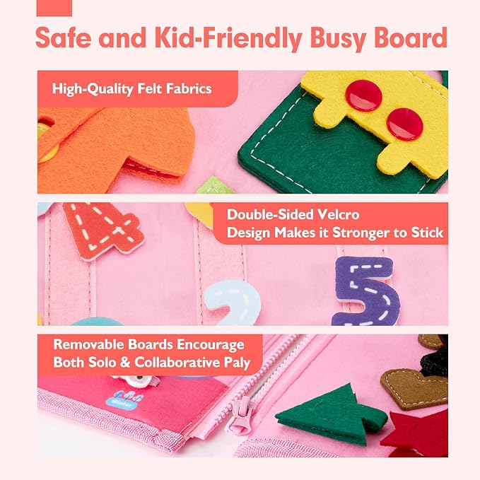 hahaland Busy Book for Toddlers Boys Girls Montessori Toys for 3+ Year Old Preschool Educational Learning Activities Toddler Travel Toys for Ages 3 4 5 with Life Skill Number Color Weather