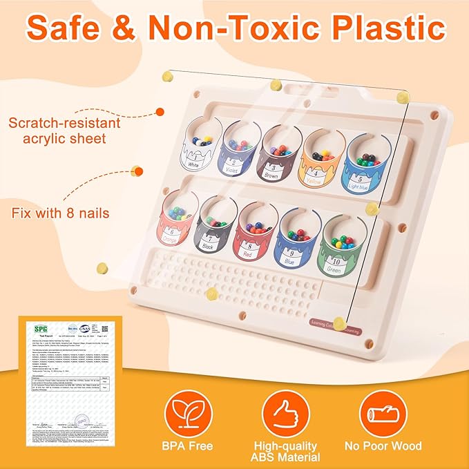 Montessori Toys for 3+ Year Old Toddlers,Double-Side Magnetic Color and Number Maze,Educational Toys for 3+ Year Old Kids,Magnetic Puzzle as 3-5 Year Old Birthday Gifts for Boys and Girls