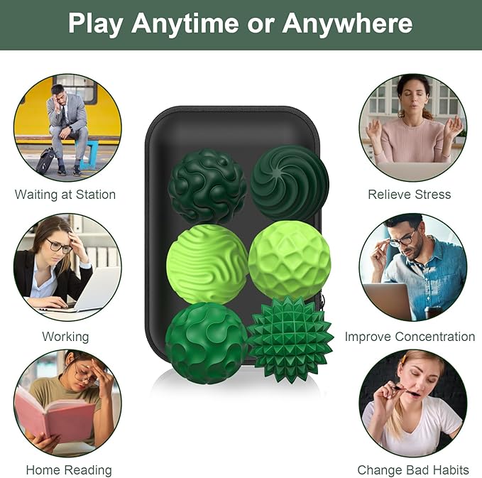 BUSOHA Silicone Magnetic Fidget Balls - 6 Pack New Grade Fidget Toys Stress Balls for Adults Sensory Stone Travel Toys for Calming,Autism and ADHD,Gifts for Kids Girls Boys Teens