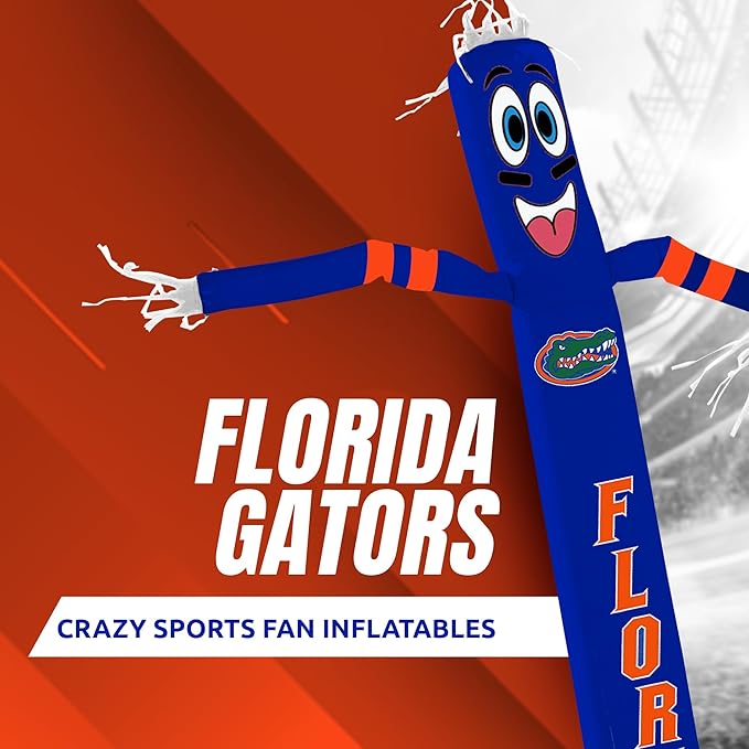 NCAA Florida Gators Football Wacky Waving Inflatable Tube Guy with LED Lights & Built-in Blower - 6" x 36" x 96" Inflatable Tube Man Crazy Sports Fan Outdoor Party Decoration