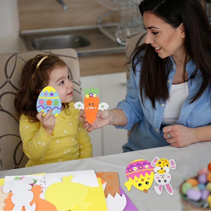 Fennoral Easter Craft Kit for Kids - Make Your Own Easter Foam Stickers, Ornaments & DIY Arts & Crafts Party Supplies