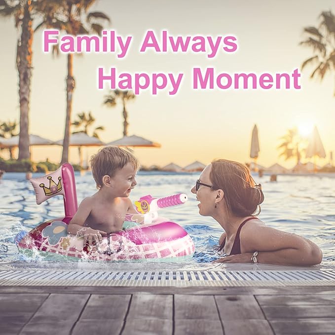 Inflatable Pool Floats Kids-Girls Pool Toys for Toddlers Ages 3-8, Kids Floats for Swimming Pool, Pink Princess Pool Floaties for Summer Water Toys