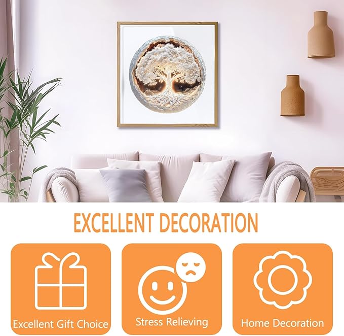 Wooden Puzzles for Adults - Tree of Life Puzzle, Unique Shape Wooden Jigsaw Puzzles for Adults, White Paper Cut Puzzle, Gifts for Friends and Family, Home Decor (M-11.4 * 11.4in -200 Pieces)