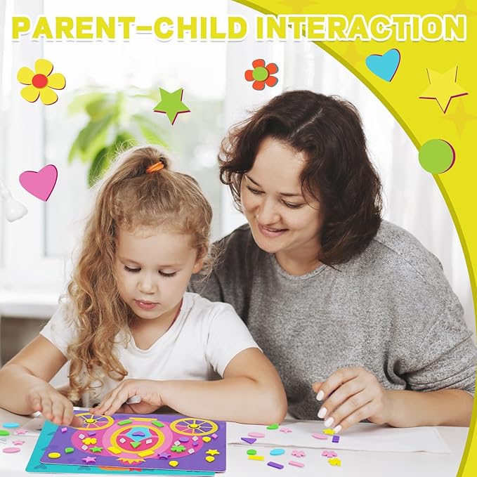 Foam Sticker No Mess Sticker Art Craft Kit for Kids,3D Foam Stickers,DIY Creative Fun Felt Craft,Children Learning Travel Toys Activity,Stocking Stuffers Gifts for Boys Girls Toddlers Ages 3 4 5 6 7 8