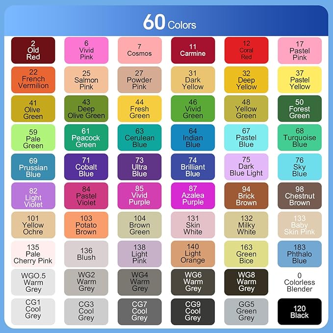 Banral 60 Colors Alcohol Markers Set, Dual Tip Alcohol Based Art Marker for Artists Kids Adult Coloring, Permanent Illustration Sketch Pens for Drawing with Case and Holders