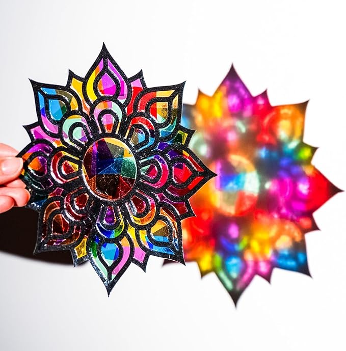EggSun 36 Sets Mandala Suncatchers Craft Kit for Kids Adults Ornaments Stained Glass Window Arts and Crafts Paper Kit for VBS Classroom Holiday Birthday Projects Home Party Decorations Ages 4 8 12