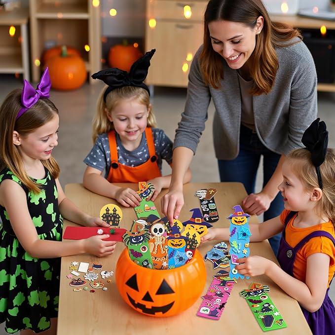 Halloween Crafts for Kids, 24 Pack Foam DIY Halloween Bookmarks Craft Kit, Ideal Halloween Party Favors,Trick or Treat Gifts,Classroom Activity Supplies