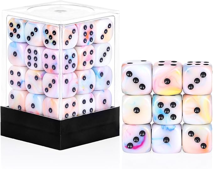 36 Pieces 12mm 6 Sided Mini Dice Set,Mixed ColoursD6 Game Dice Set,6 Sided Standard Game Dice for Board Games Dice Games Classroom Teaching Dices Game,with Portable Gaming Box(Yellow Blue Purple)