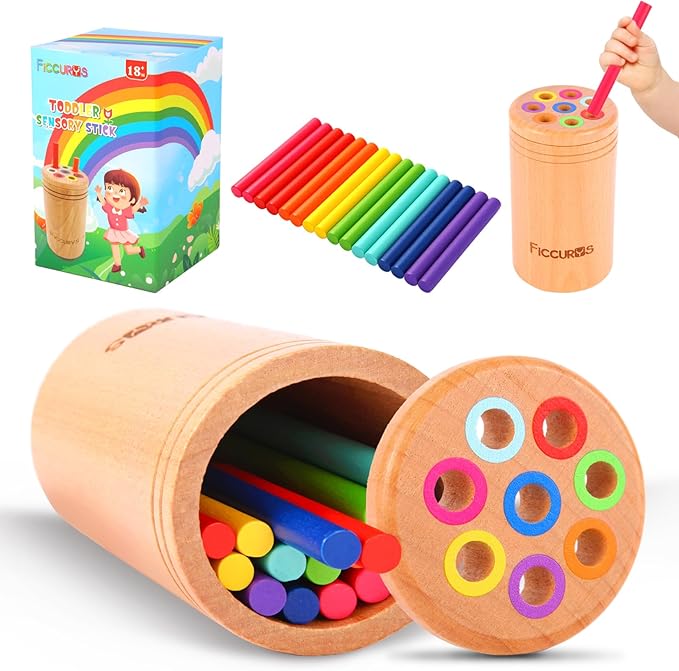 Toddler Montessori Toys,Baby Wooden Color Sorting Stick Toys for 18 Months Old Toddlers,Fine Motor Toys Sensory Matching Games, Kids Educational Toys for Boys Girls Gifts