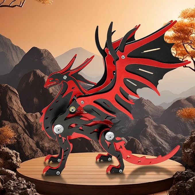 3D Metal Puzzles,3D Metal Puzzle for Adults,Mechanical Model Kit Magic Wing Dragon Black Clothes,Steel 3D Puzzles Stainless Steel Ornaments for Adults Home Decor Art Craft Gifts Toys.