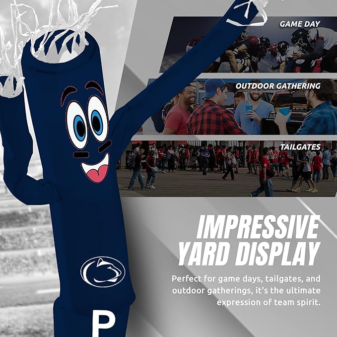 NCAA Penn State Nittany Lions Football Wacky Waving Inflatable Tube Guy with LED Lights & Built-in Blower - 6" x 36" x 96" Inflatable Tube Man Crazy Sports Fan Outdoor Party Decoration