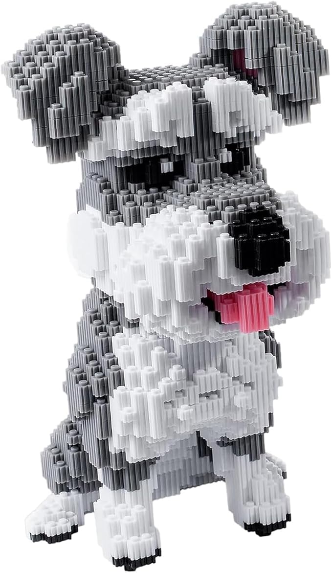 Schnauzer Dog Model Micro Building Blocks Set - Advanced 3D Puzzle for Adults, 7100-Piece Complex Animal Brick Building Kit, Collector's Display Toy for Teens 14+ Adults, Stress Relief Creative Gift