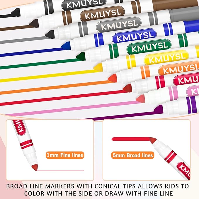 KMUYSL Washable Markers Bulk, Assorted Colors - Broad Line Conical Tip Coloring Markers for Kids, School Art Supplies & Back to School Supplies, Teacher Classroom Must Haves (16 Colors, 256 Pcs)