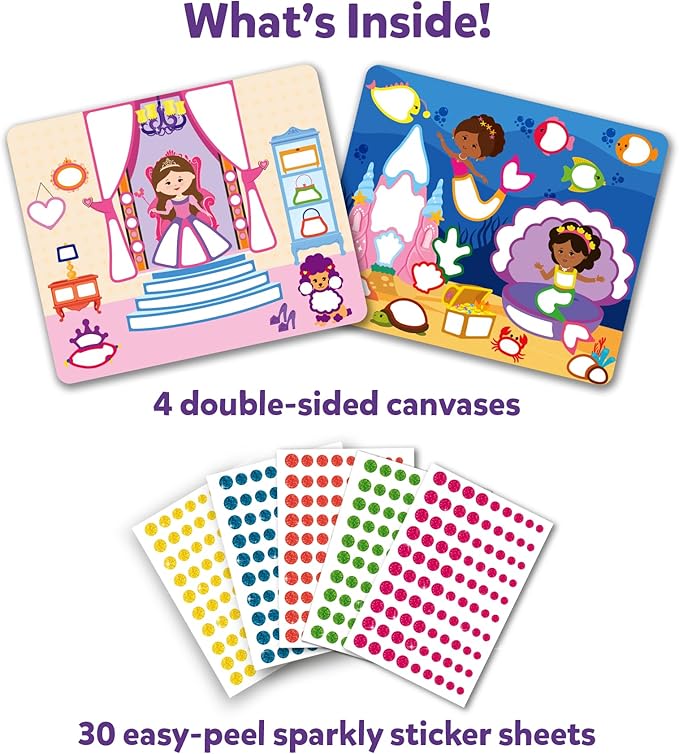 Skillmatics Dot It Sticker Art - Unicorns & Princesses, 500+ Sparkly Stickers, Mess-Free Fun for Kids, DIY Scrapbooking Craft Kits, Travel Toys, Gifts for Ages 3, 4, 5, 6, 7