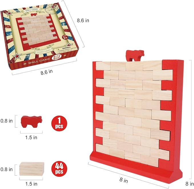 GOTHINK Brick Wall Game, Fun Family Game for Boys and Girls, Develop Skills and Strategy, Perfect for Indoor and Outdoor Parties, Family Game Nights, and More