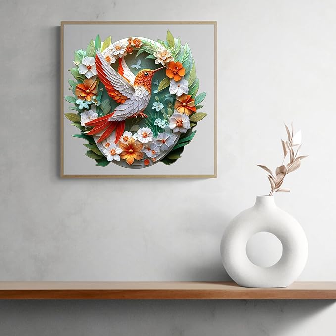 Wooden Puzzles for Adults, Wooden Jigsaw Puzzles for Adults Kids, Paper Carving Hummingbird Unique Shaped Wood Puzzles Adult, Creative Birthday Gifts for Friends Family Game(11.4 * 11.1in 195pcs)