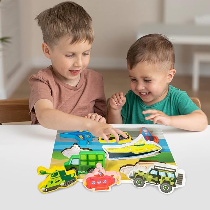 Wooden Peg Puzzle for Toddlers 1-3 Year Old,Funsland Puzzles Gifts Colorful Toys Cartoon Gifts,Arsenal Puzzles