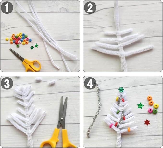 URSDIART (350pcs/Set) White Pipe Cleaners and Wiggle Eyes, 12 Inch 300pcs White Pipe Cleaners for Crafts,Chenille Stems Pipe Cleaners Bulk DIY Creative,Christmas Halloween Decoration Art Supplies