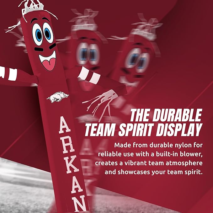 NCAA Arkansas Razorbacks Football Wacky Waving Inflatable Tube Guy with LED Lights & Built-in Blower - 6" x 36" x 96" Inflatable Tube Man Crazy Sports Fan Outdoor Party Decoration