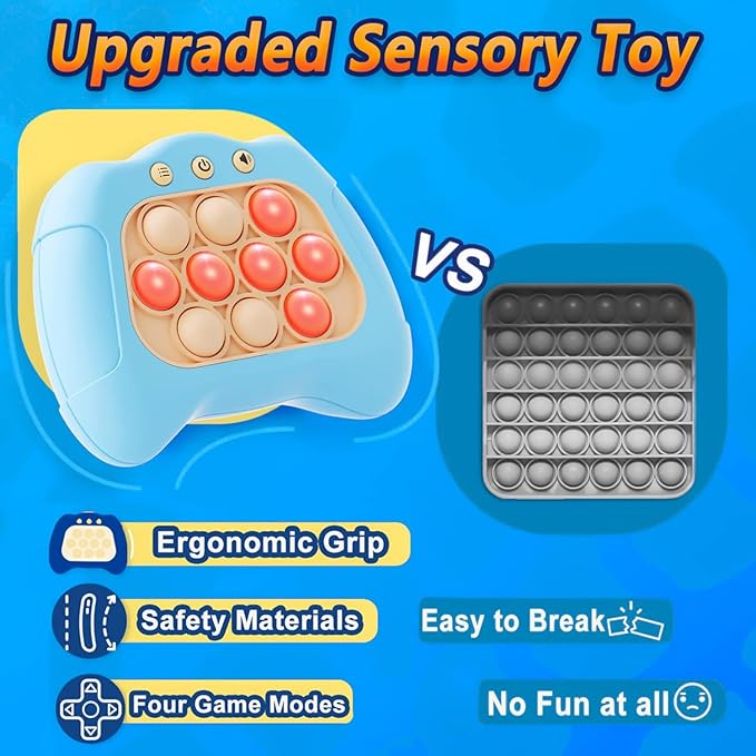 Pop Push Game Toy for Kids, Quick Fast Push Pop Puzzle Handheld Game Light up Fidget Toy 8-12, Bubble Sensory Toys Christmas Birthday Gifts for Kids Ages 3-12 (Light Blue)