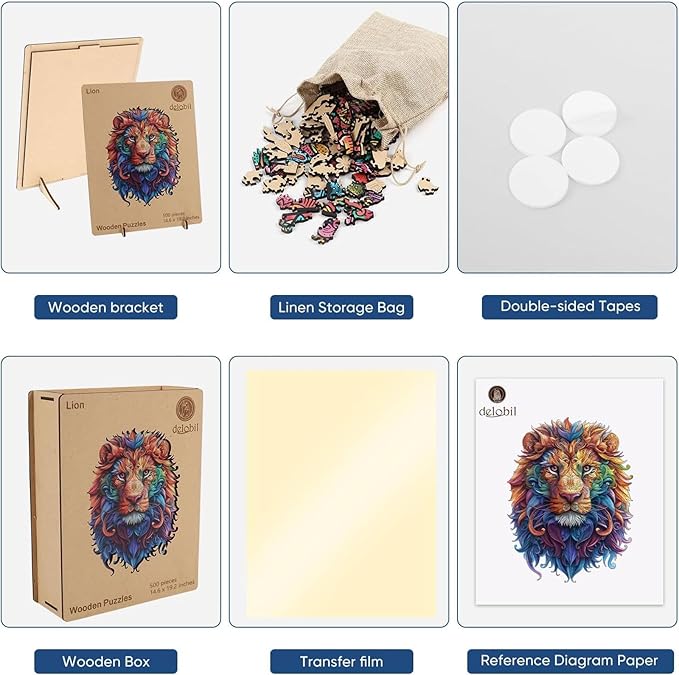 Wooden Puzzles for Adults, Lion Jigsaw Puzzles 500 Piece, Unique Shape Puzzles for Adults and Kids, Fun Challenging Puzzles Family Game Gift, Royal Size 14.6 x 19.2 Inches