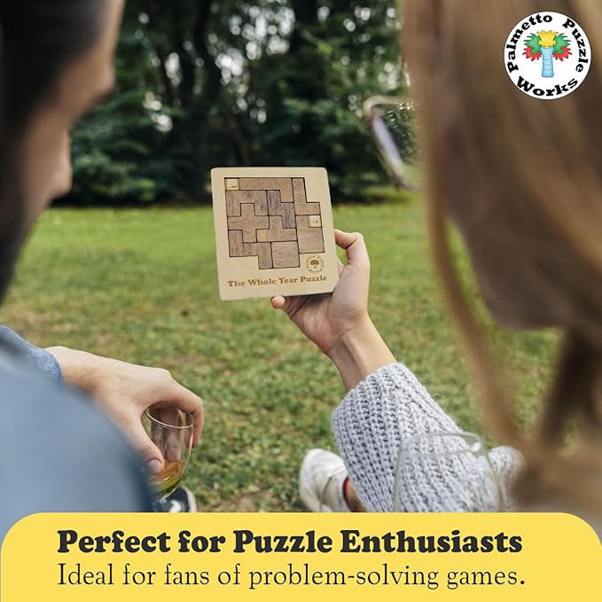 Palmetto Puzzle Works The Whole Year Puzzle – Wooden Puzzles for Teen' & Adults, Educational Games for Families & Gift Ideas for Classroom Games, Shape & Pattern Calendar Brain Teaser for Ages 14+