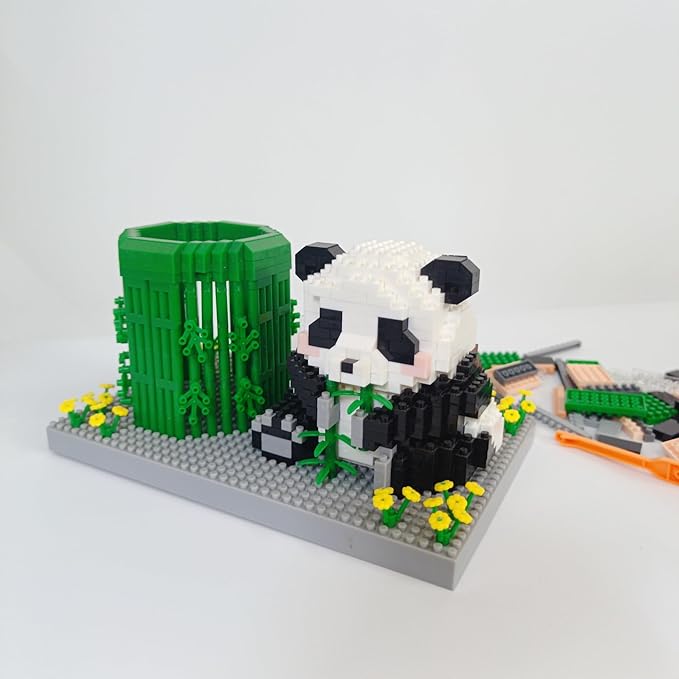 Panda Pen Holder Micro Mini Building Block Toy - Assemble Your Own, Ideal for Students' Educational Fun and Office Workers' Desk Decoration