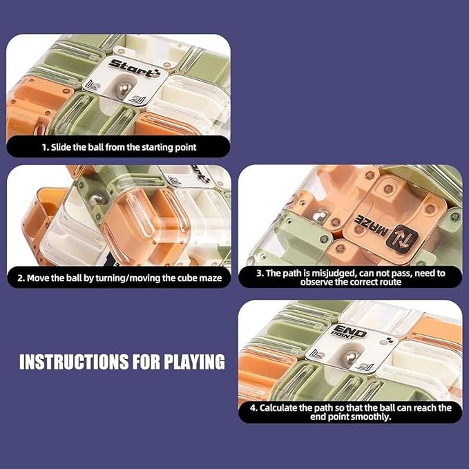 Large Labyrinth 3D Puzzle Maze Cube - Engaging Brain Teaser Toy, 3D Puzzle Maze Cube, Mazes Ball Puzzles for Logical Thinking (Astyle,1set)