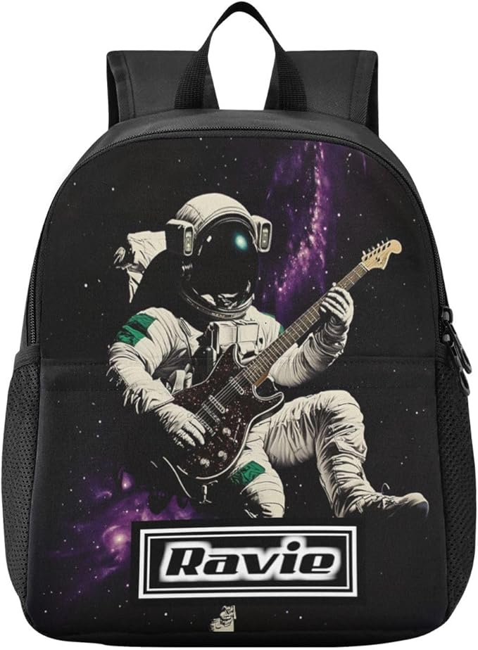 Guitar Astronaut Toddler Backpack for Boys Girls 3-6 Bookbag for Preschool Small Kindergarten Elementary Backpackss for Kids for Travel