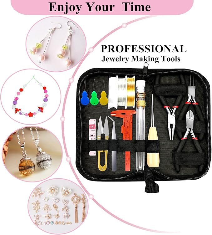 MONVICT Jewelry Making Supplies Kit - 24 + 845 Pcs Jewelry Making Tools for Repair, Crafting, Earring, Ring, and Beading