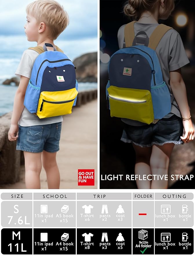Kids Backpacks, Unisex, Multicolored, Medium, 13" H, 1L, Nylon, Modern, Cartoon, 3-5 Years, Elementary School, Travel, School
