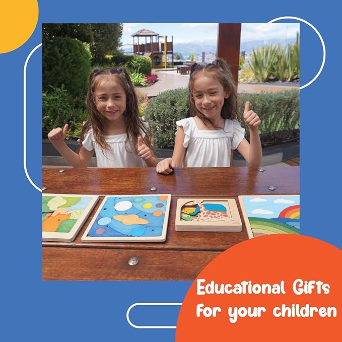 Jungle Animals Multilayered Wooden Puzzles for Kids | 6 Piece Jigsaw Puzzle for Preschool Kids | Learning Educational Toys Gifts for Boys Girls 3+ Years