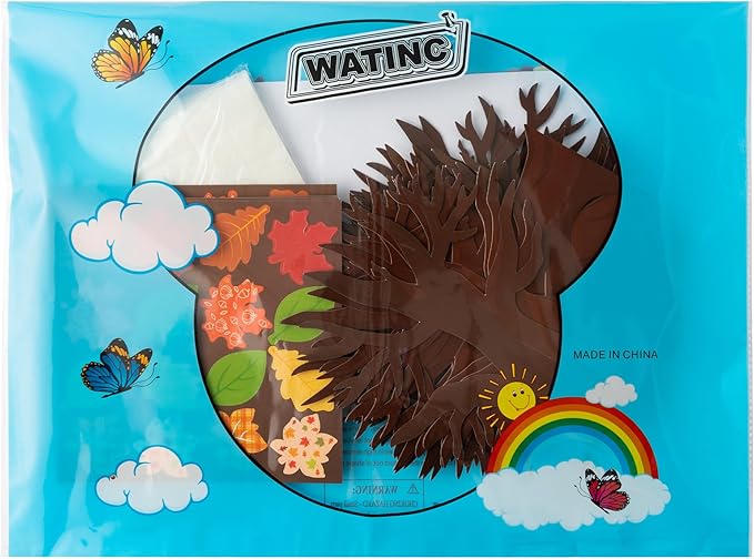 WATINC Fall Thankful Trees Craft Kits for Kids, Autumn Maple Oak Leaves Make Your Own DIY Thanksgiving Trees Decoration Thankful Craft Kit Supplies Home School Fun Activities for Kids (48PCS)