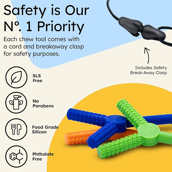 Gafly FlexiChew (Level 1, 2, 3) - Chew Necklaces for Sensory Kids - Autism Chew Toys Sensory with Three Levels of Hardness - Chewy Necklace Sensory - Silicone Made Chew Tubes for Kids