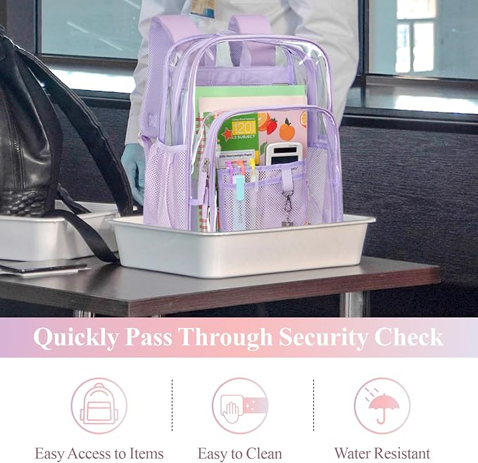 PACKISM Clear Backpack - 17 inch Heavy Duty Clear Backpacks for School, Large Transparent Bookbag for Students (Age 12+)