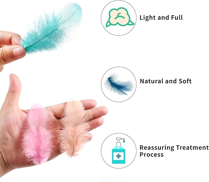 Soarer 300pcs Macaron Rooster Feathers Bulk - 3-5inch Craft Feathers for Wedding Home Party, Dream Catcher Supplies and DIY Crafts(Macaron)