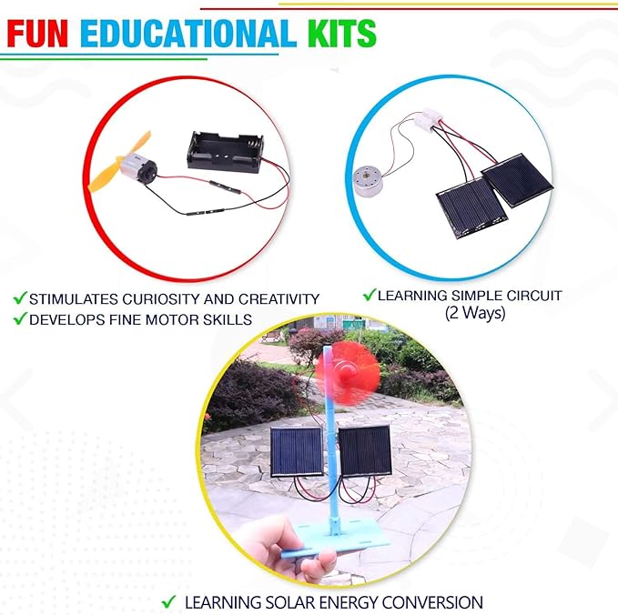 4 in 1 Solar Power & Electric Motor STEM Kits,Science Experiment Projects for Kids Beginners,Electronic Assembly Solar Powered Toy Kit,DIY Educational Engineering Experiments for Boys and Girls