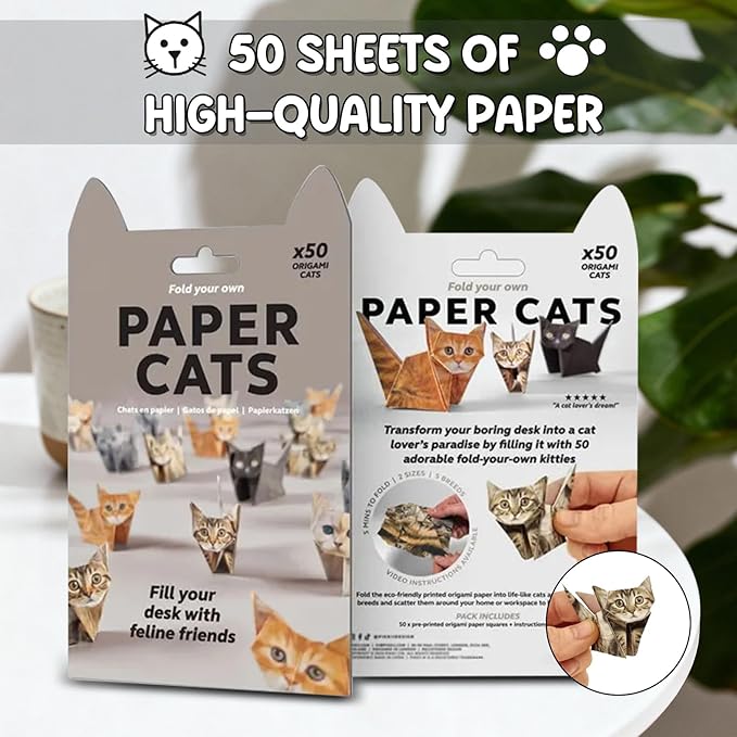 DIY Paper Cats - 50 Sheets DIY Origami Paper to Fold Cute Cat Figures, Fun Craft Activity for Adults & Kids, Desk Decoration & Gift for Cat Lovers(Dog, 50pcs)