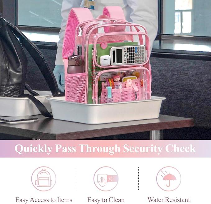 PACKISM Clear Backpack for School - 17 inch Large Heavy Duty Clear Bookbag, See Through PVC Backpacks (for age 12 above)