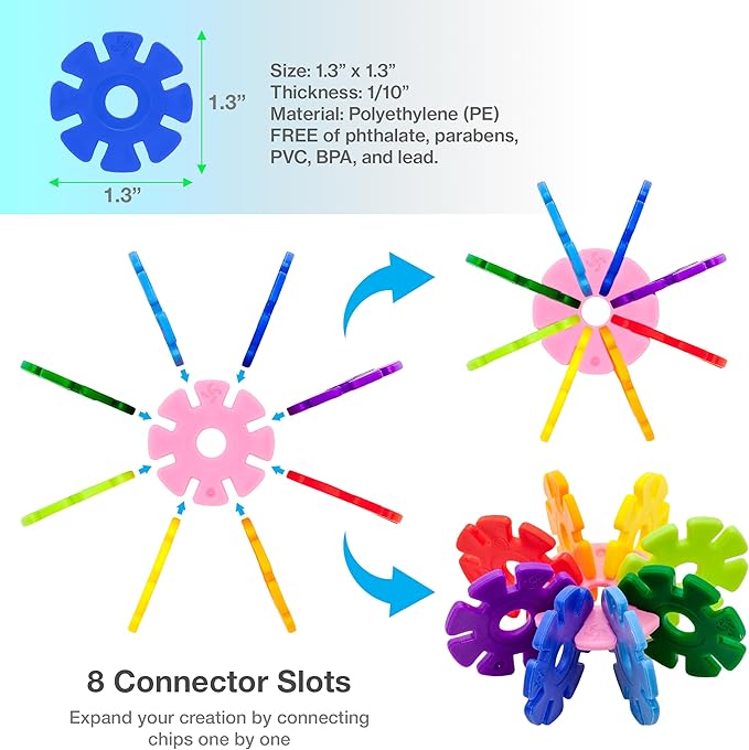 PicassoTiles Building Chip Interlocking Disc Construction Blocks in Blue Color STEM Learning Early Education Toy Engineering Playset Child Brain Development for Toddlers Girls Boys Kids Age 3+ PTF108