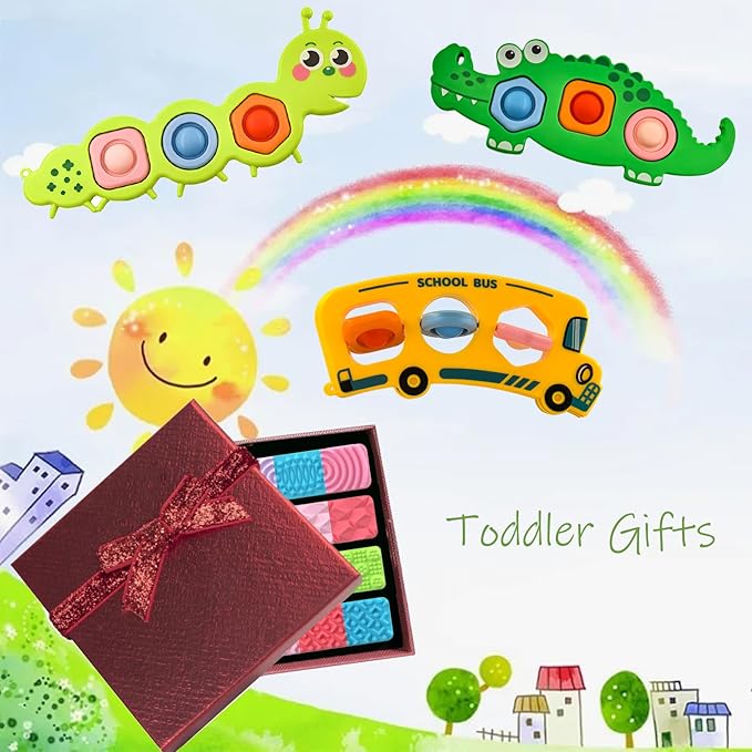 7Pc Fidget Popper Toys for Kids Sensory Strips Sensory Push and Popping Bubbles Montessori Busy Toy, Textured Suction Sensory Toys for with Autism, Pop for Classroom Gifts for Kids