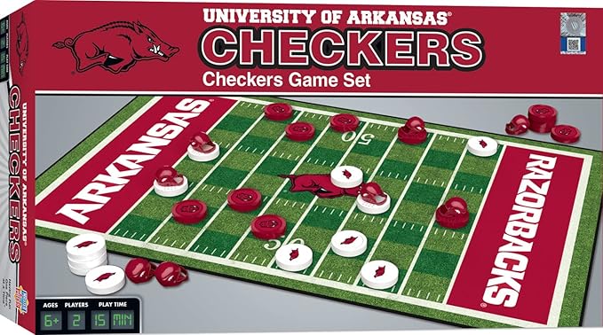 MasterPieces NCAA Arkansas Razorbacks, Checkers Board Game, For Ages 6+